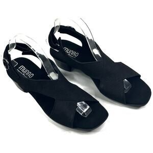 Munro Jenny Black Lizard Print Nubuck Sandals Womens Size 8.5M Slingback USA New